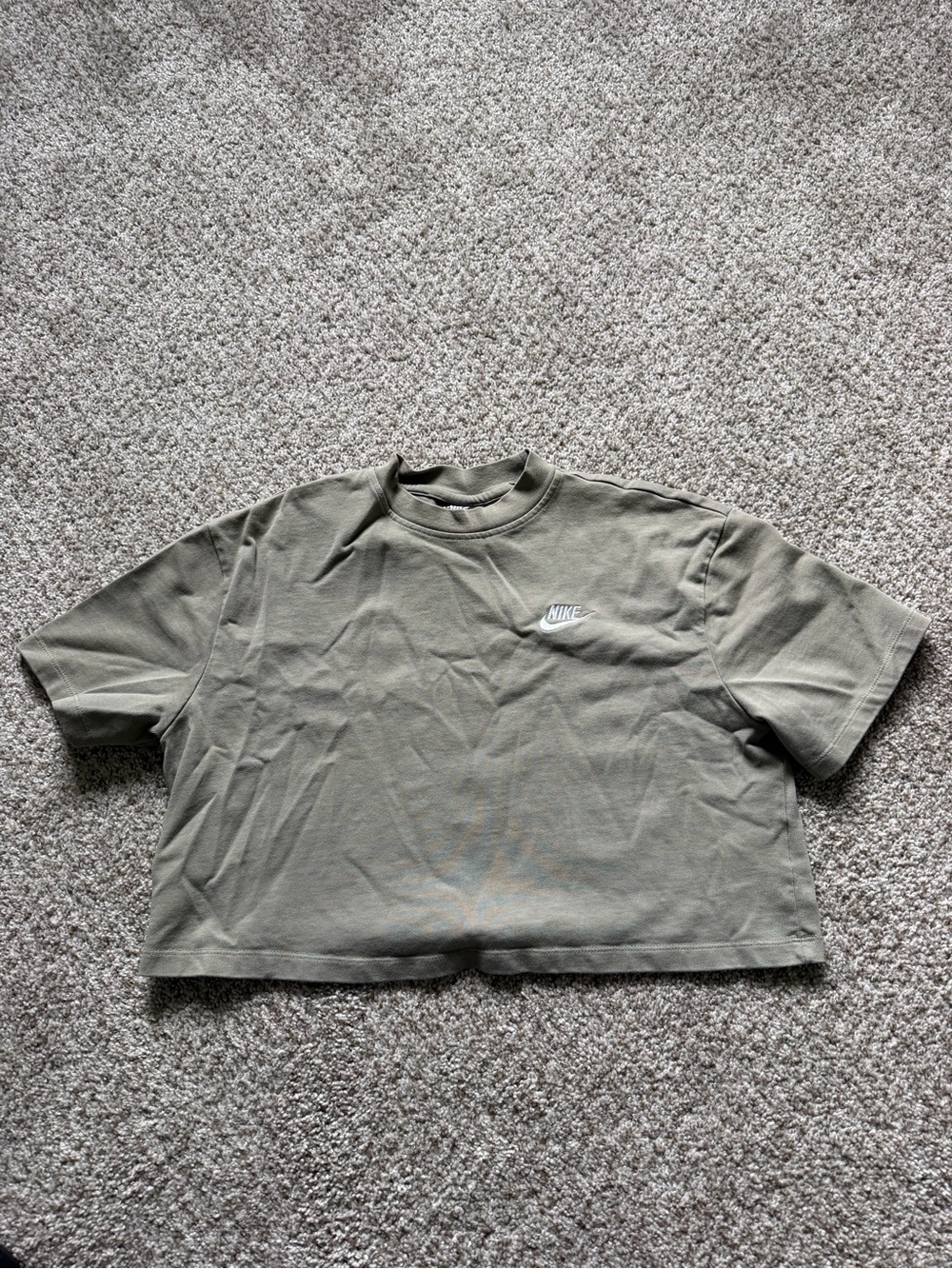 Nike Olive Green Cropped Crewneck T-Shirt